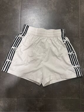 PacSun White Athletic Shorts with Black Stripe and Bow Detail